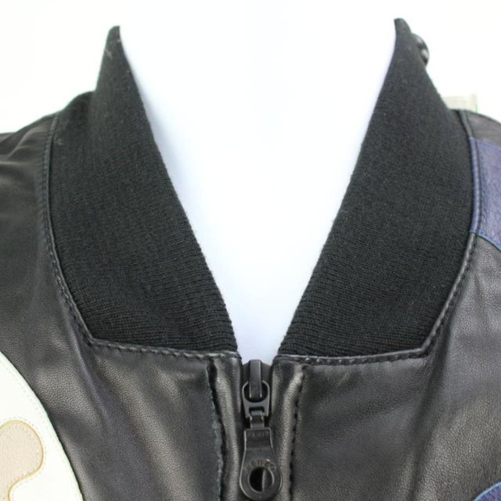 Kenzo Men's Large Limited Black Leather Moon Patch Jacket 124k17 - Picture 6 of 12